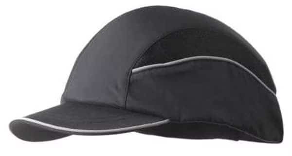 Bump Cap, Short Brim Baseball, Inner ABS Polymer, Outer Nylon, Hook-and-Loop Suspension, Black