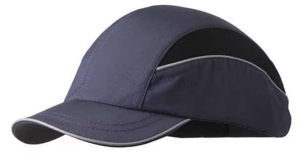 Bump Cap, Short Brim Baseball, Inner ABS Polymer, Outer Nylon, Hook-and-Loop Suspension, Navy