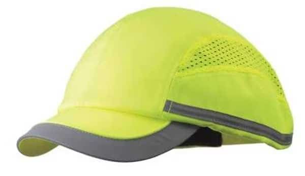 Bump Cap, Short Brim Baseball, Inner ABS Polymer, Outer Nylon, Hook-and-Loop Suspension, Yellow