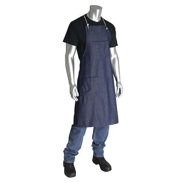 Bib Apron, 55inLx36inW, Blue, 8 mil, PK12