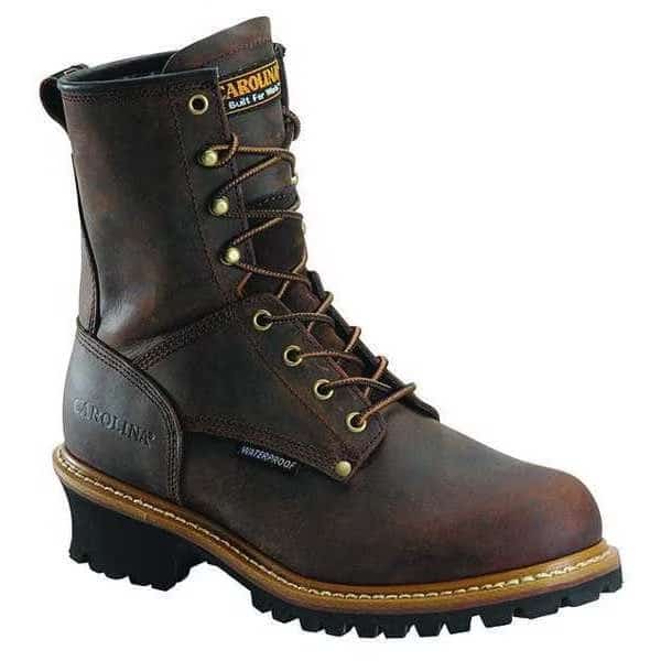Men's Logger Boot, 8 1/2 D, Steel Toe, 8 in H, Brown, CA9821