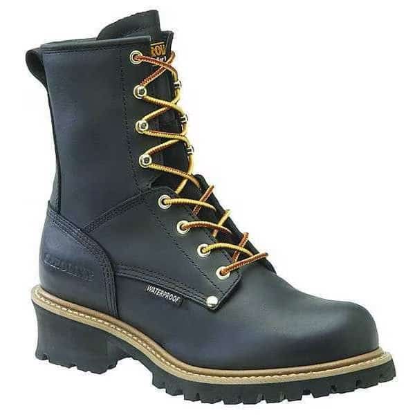 Men's Logger Boot, 8 1/2 D, Steel Toe, 8 in H, Black, CA9823