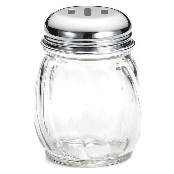 Swirl Glass Shkr, Chrm Metal Top, 6OZ, PK12, TABLECRAFT, Mfr# 260SL-1