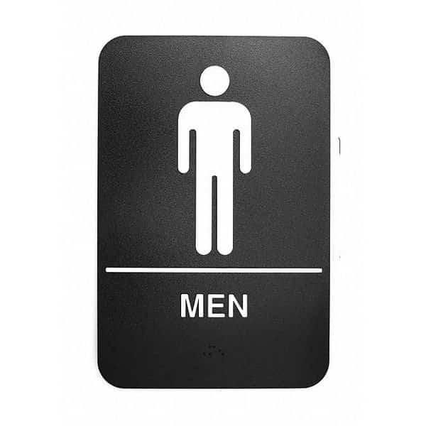 Braille Plst Sign, Men, ADA, 6"X9", 695635