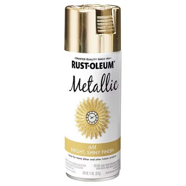 Metallic Spray Paint, Gold, Gloss, Solvent, 11 Oz