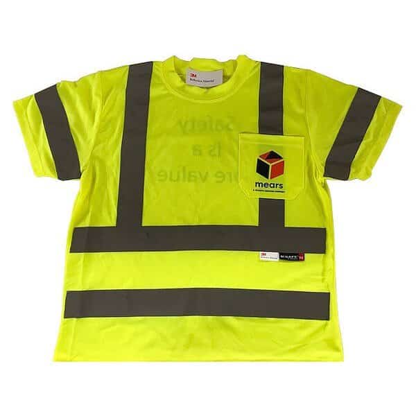 Short Sleeve Hi-Vis Reflective, 3, R, Polyester, Yellow, M