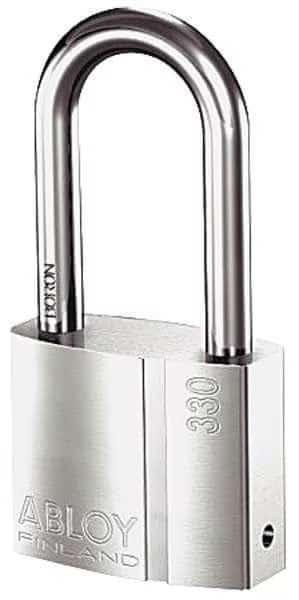 Padlock, Keyed Alike, Long Shackle, Rectangular Brass Body, Boron Shackle, 1 in W