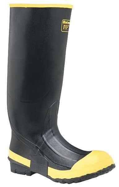 Men's Rubber Boot, 14 Steel Toe, 16" H, Black, 101110