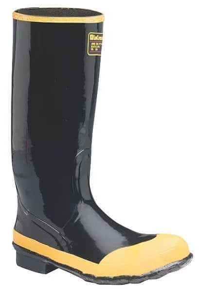 Men's Rubber Boot, 10 Steel Toe, 16" H, Black, 24009043
