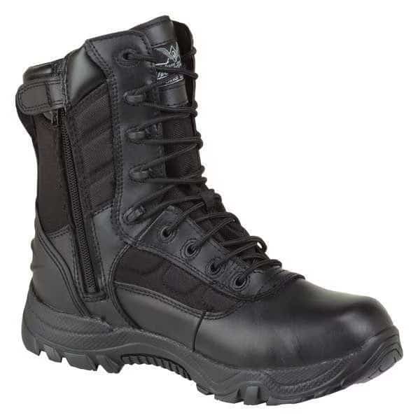Boots, Men, 9-1/2XW, Side Zip, 8in.H, Blk, PR
