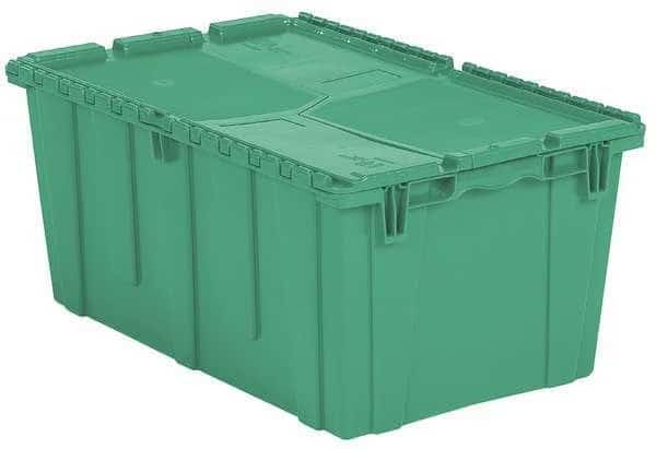 Attached Lid Container,Green,Solid,HDPE, Mfr#: FP243 GREEN, ORBIS