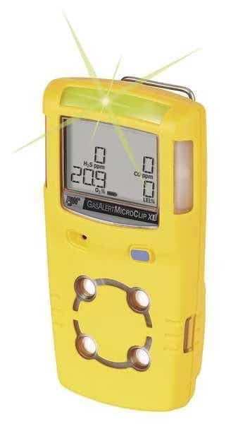 BW MicroClip Multi-Gas Detector, IP68, Audible, Vibrating, Visual, LCD, 18 hr Battery Life