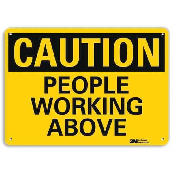 Caution, People Working Above, 7 in x 10 in, Vertical Rectangle, Aluminum, U4-1586-RA_10X7