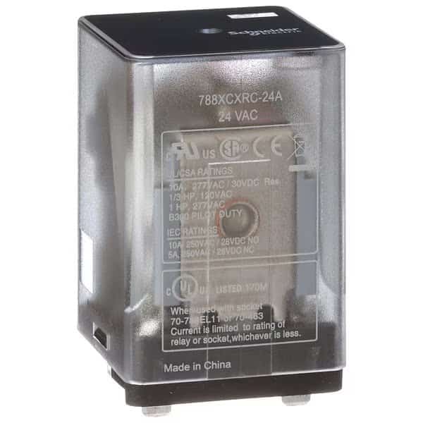 General Purpose Relay, 24V AC Coil Volts, Square, 11 Pin, 3PDT