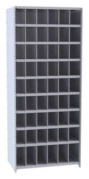 Steel Starter Pigeonhole Bin Unit, 24 in D x 87 in H x 36 in W, 10 Shelves, Gray