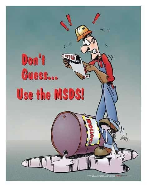 Safety Poster, Dont Guess Use The MSDS, 22 in H x, 17 in W, Paper