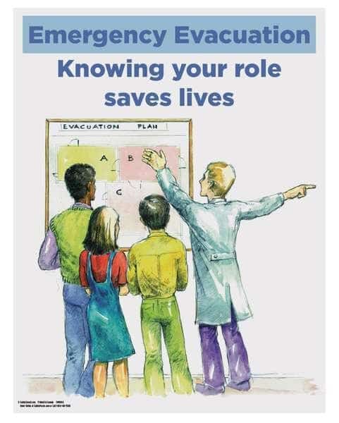 Emergency Evacuation Knowing Your Role Saves Lives, 22 in H x, 17 in W, Paper
