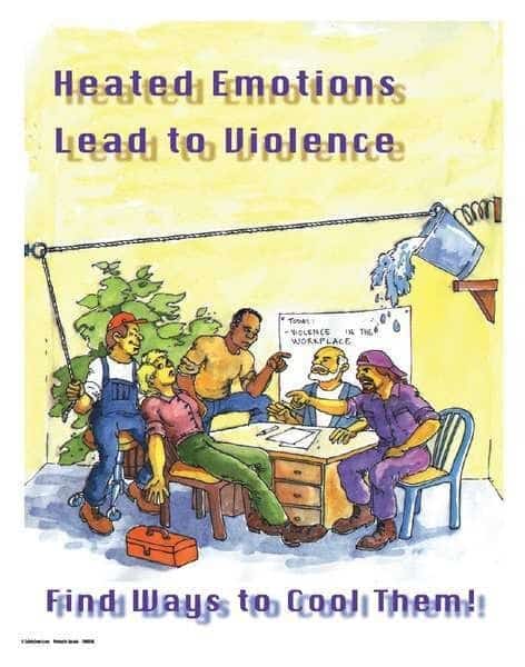 Safety Poster, Heated Emotions Lead to Violence, 22 in H x, 17 in W, Paper