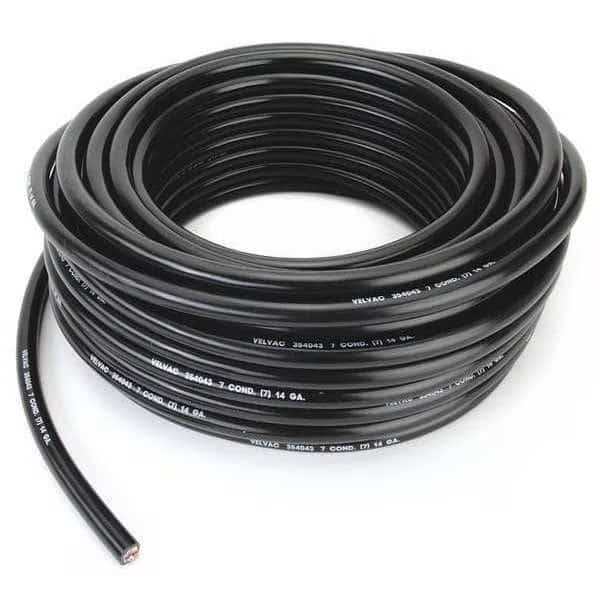 Trailer Cable,14 AWG,7 Cond,100 ft,Black, Mfr#: 50042, VELVAC