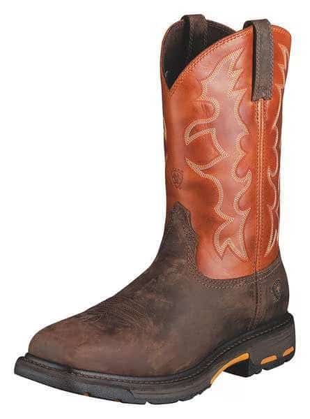 Men's Western Boot, 9 EE, Steel Toe, 11 in H, Brown, 10006961