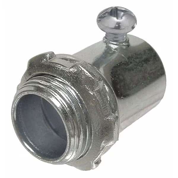 EMT Grounding Connector, 1 in, Set Screw, Steel, Zinc Plated, Gray