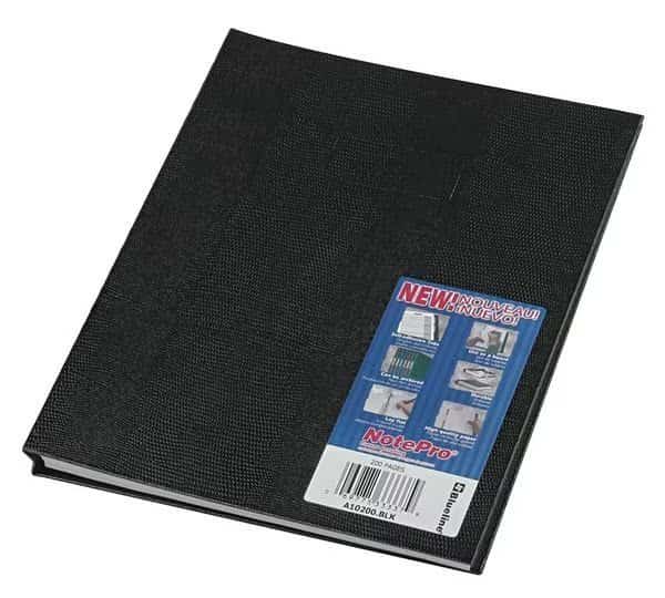 NotePro Notebook, 1-Subject, Medium/College Rule, Black Cover, (100) 11 x 8.5 Sheets
