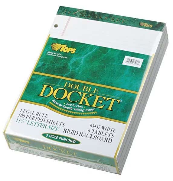 8-1/2 x 11-3/4" White Legal Ruled Perforated Pad, 100 Pg, Pk6