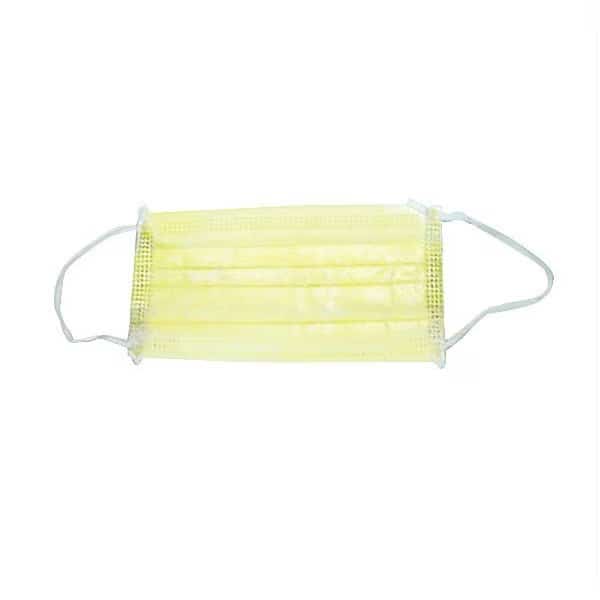 Procedural Mask, 3-Ply, Dual, Non-Adjustable Strap, Metal Nose Clip, Yellow, M, 300 PK