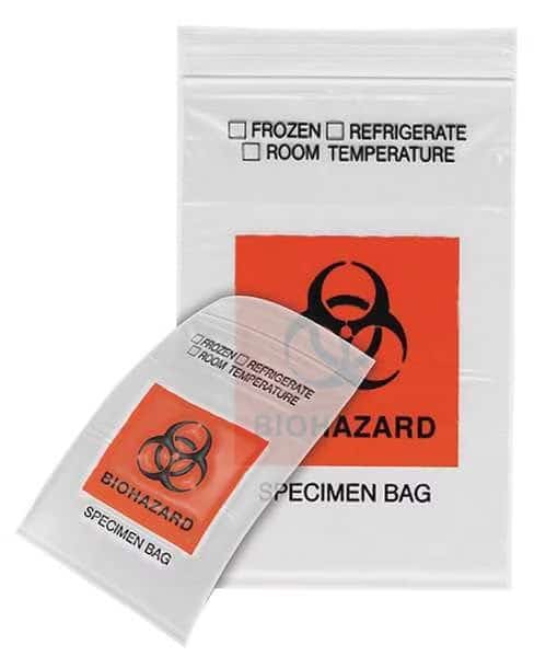 Dual Pouch Specimen Bag, 9inLx6inW, PK1000