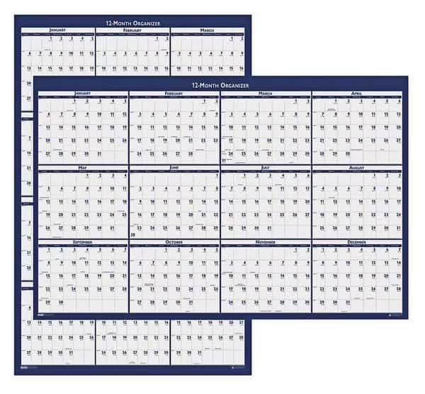 18 x 24" Poster Style Reversible/Erasable Yearly Wall Calendar
