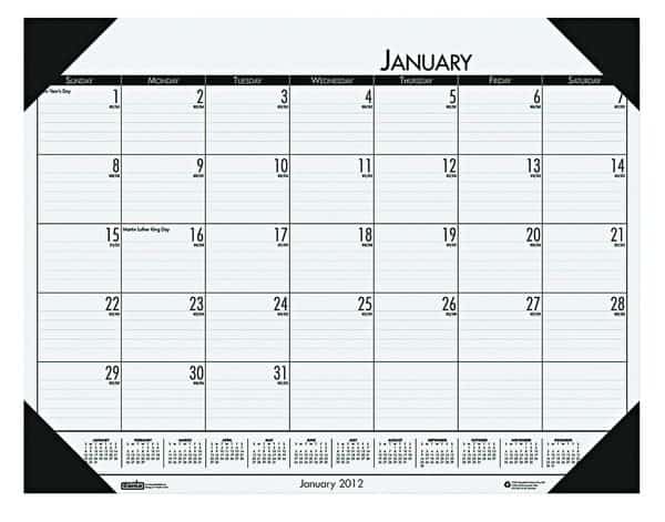 22 x 17" Monthly Desk Pad Calendar, Woodland Green