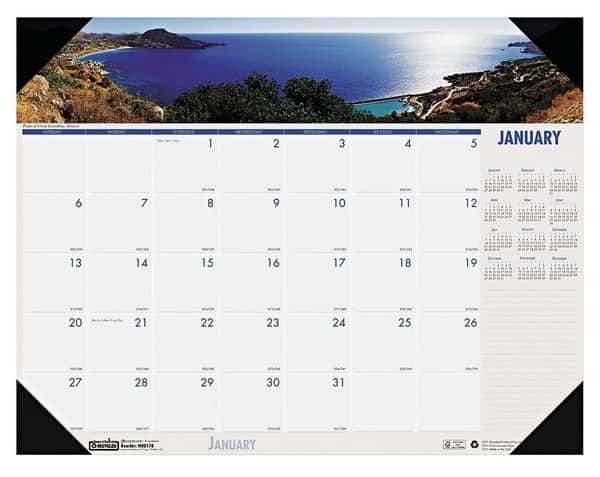 Earthscapes Monthly Desk Pad Calendar, Coastlines Photos, 18.5 x 13, 12-Month (Jan-Dec): 2025