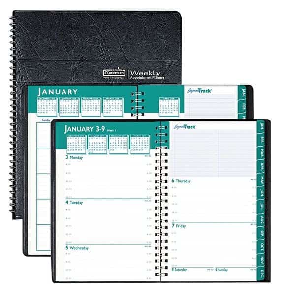 5 x 8" Express Track Weekly Appointment Book/Monthly Planner, White