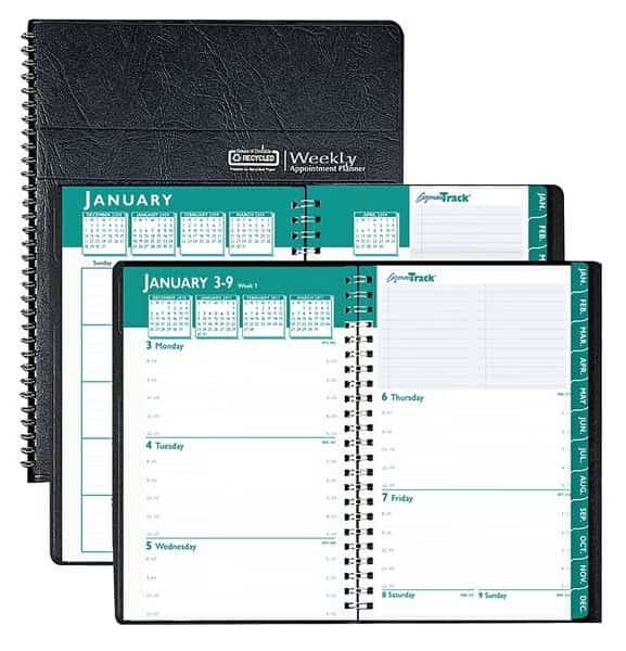 8-1/2 x 11" Express Track Weekly Appointment Book/Monthly Planner, White