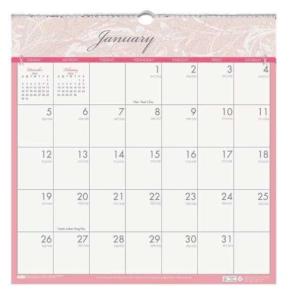 12 x 12" Breast Cancer Awareness Monthly Wall Calendar