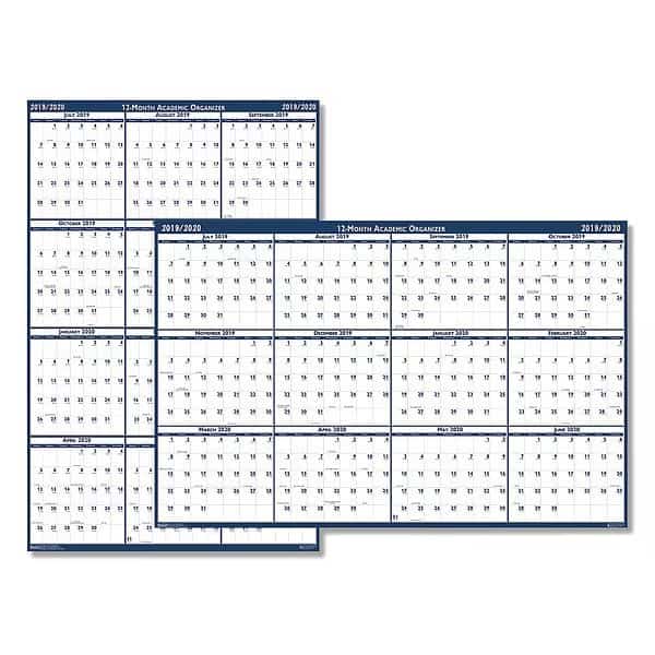 Academic Year Reversible/Erasable Yearly Wall Calendar, 24x37, 12-Month (July to June): 2024 to 2025