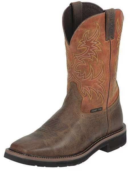 Work Boots, Men, 8, EE, Pull On, 11inH, PR, JUSTIN ORIGINAL WORKBOOTS, Mfr# SE4812