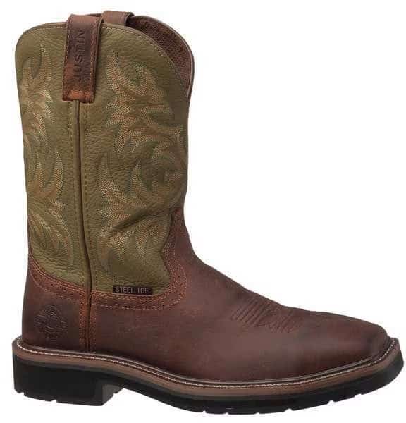 Men's Western Boot, 10 EE, Steel Toe, 11 in H, Brown, WK4688