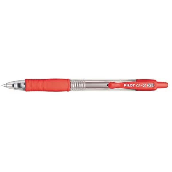 G2 Premium Gel Pen, Retractable, Extra-Fine 0.38 mm, Red Ink, Smoke/Red Barrel, PK12
