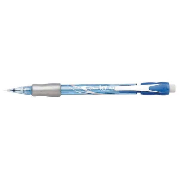 Icy Mechanical Pencil, 0.5 mm, HB (No 2), Black Lead, Transparent Blue Barrel, PK12