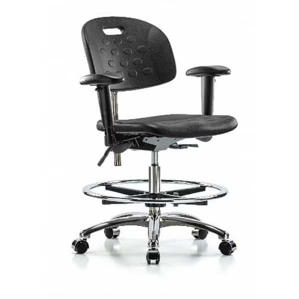 ESD Task Chair, Adjustable Arms, 20-1/2" to 28" Height, Black
