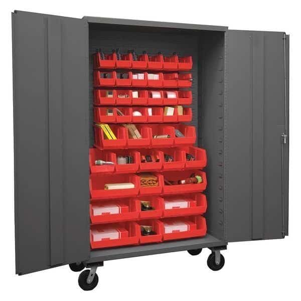 Heavy Duty Bin Cabinet, 48 in W, 80 in H, 24" D, 42 Bins