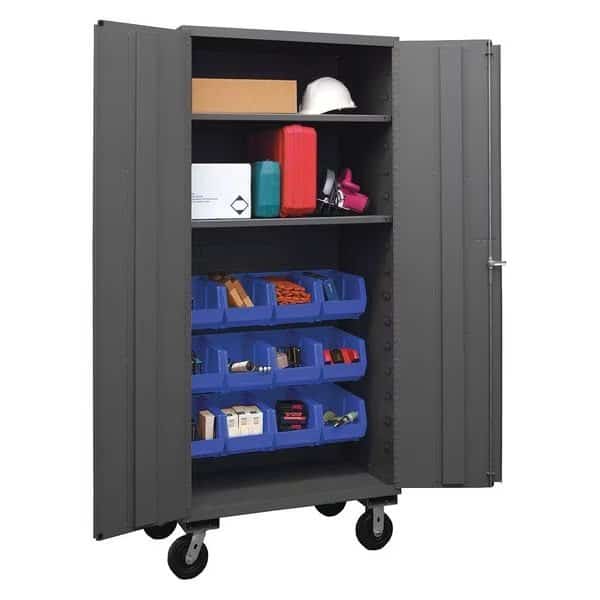 Extra-Heavy Duty Bin Cabinet, 36 in W, 80 in H, 24" D, 12 Bins