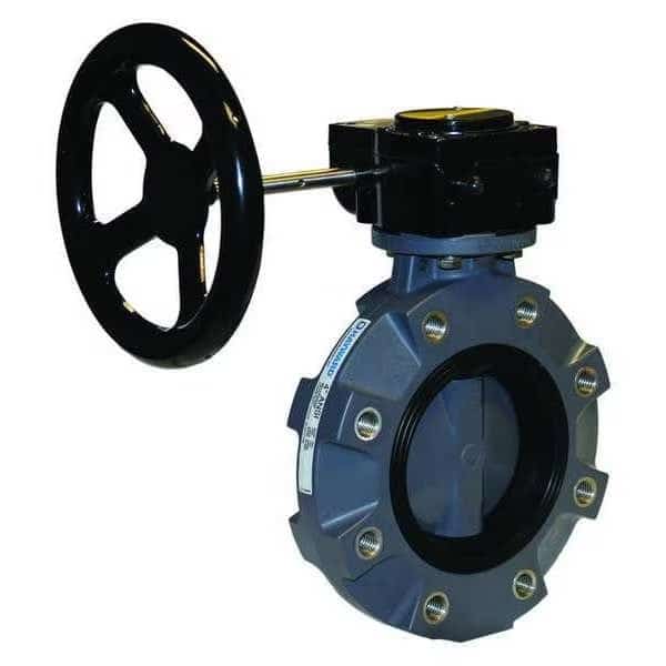 Butterfly Valve, 12", PVC/PP/FPM, Gear Operated, 316-SS Lugs