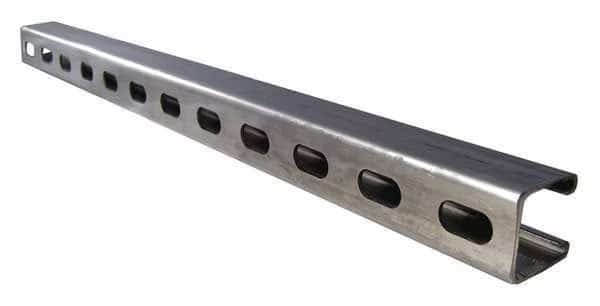 Single Channel Strut, Slotted, 316 Stainless Steel, Polished, 9/16 in x 1-1/8 in Hole Size, Silver