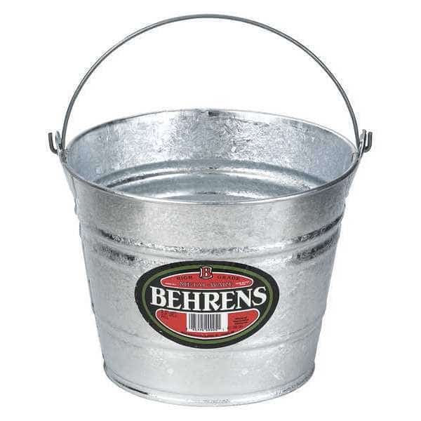 2 1/2 gal Round Bucket, 11 in Dia, Silver, Galvanized Steel