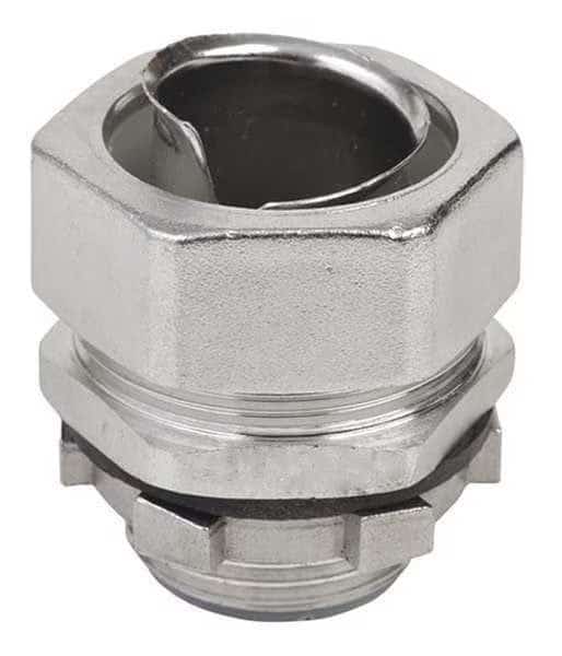 Conduit Fitting Grounding Connector, 2 in, Compression, 316 Stainless Steel, Polished, Silver