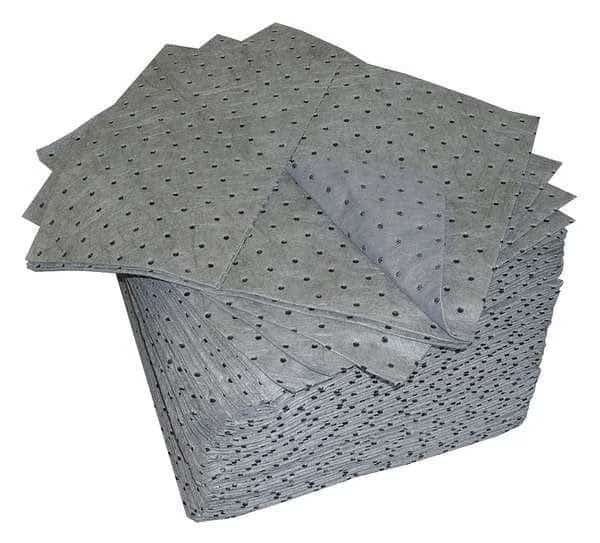 Sorbent Pad, 11 gal, 15 in x 19 in, Universal, Gray, Polypropylene