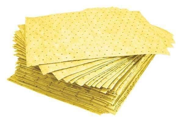 Sorbent Pad, 23 gal, 15 in x 19 in, Universal, Yellow, Polypropylene