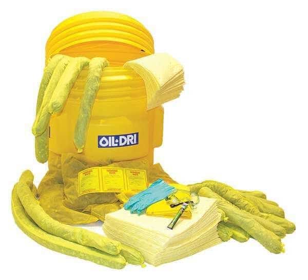 Spill Kit, 78 gal Volume Absorbed per Kit, 95 gal Capacity, Drum, Yellow